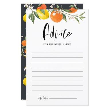 Citrus Botanical Bridal Shower Advice Card