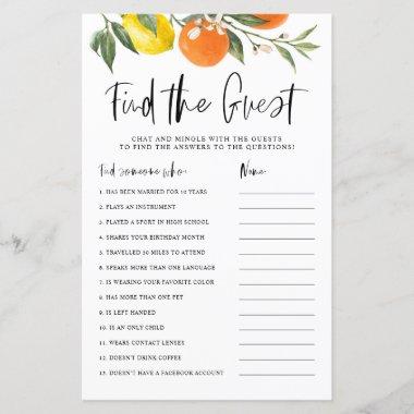 Citrus Botanical Find the Guest Shower Game Invitations