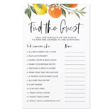 Citrus Botanical Find the Guest Shower Game Invitations