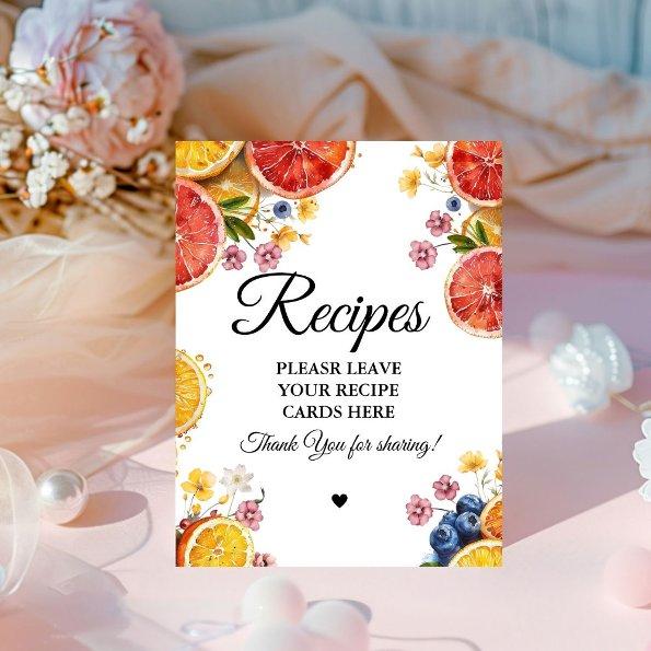 Citrus bridal Leave your Recipes  Pedestal Sign