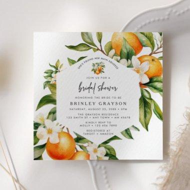 Citrus Bridal Shower Invitations Orange Mandarin