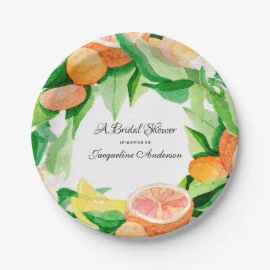 Citrus Bridal Shower Tea Party Orange Lemon Leaf Paper Plates