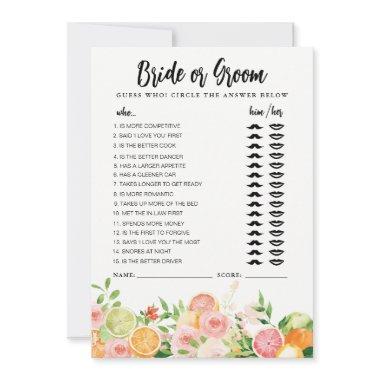 Citrus Bride or Groom game fully editable card