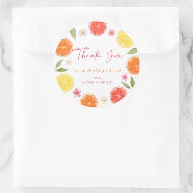 Citrus Floral Lemon Orange  Classic Round Sticker