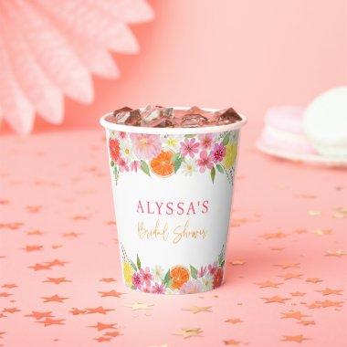 Citrus Floral Lemon Orange  Paper Cups