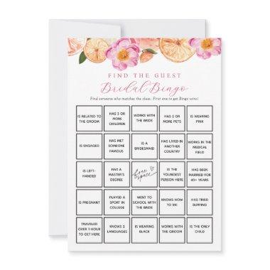 Citrus Flowers Find Guest Bridal Bingo Game