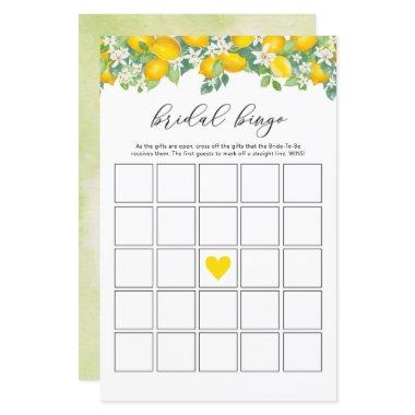 Citrus Lemon Bridal Shower Bingo Game Invitations