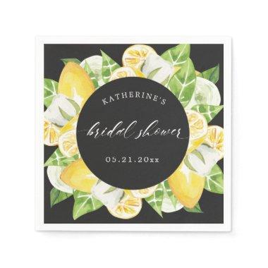citrus lemon fruit flower bridal shower monogram  napkins