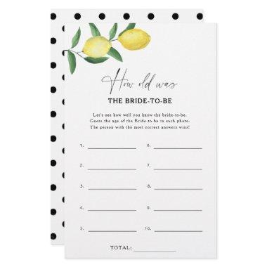 Citrus lemon - How old was the bride to be game