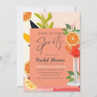 Citrus lemon love at first spritz Bridal Shower Invitations