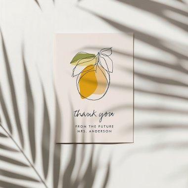 Citrus Lemon Modern Botanical Bridal Shower Photo Thank You Invitations