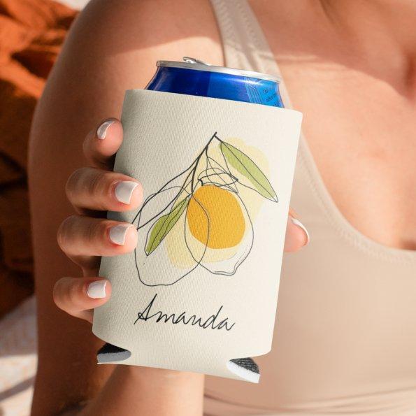 Citrus Lemon Modern Custom Name  Can Cooler