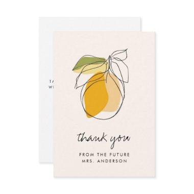 Citrus Lemon Modern Line Drawing Bridal Shower Thank You Invitations