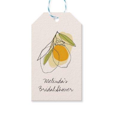 Citrus Lemon Modern Minimalist Bridal Shower Gift Tags