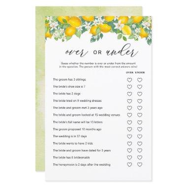 Citrus Lemon Over Or Under Bridal Shower Game