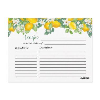 Citrus Lemon Theme Bridal Shower Recipe Invitations