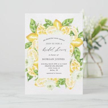 Citrus Lemon Tree White Bridal Shower Invitations