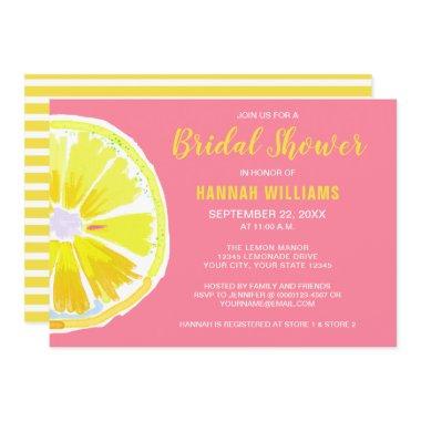 Citrus Lemon Watercolor Pink  Invite