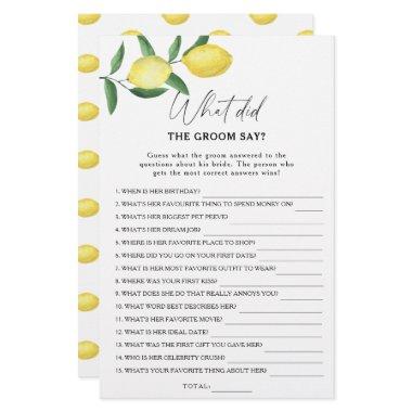 Citrus lemon - What did the groom say bridal game