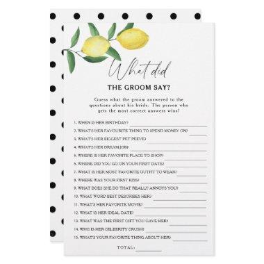 Citrus lemon - What did the groom say bridal game