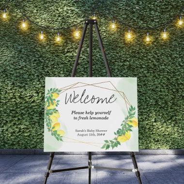 Citrus Lemons Botanical Gold Frame Welcome Foam Board