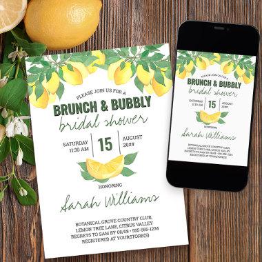 Citrus Lemons Brunch & Bubbly Bridal Shower Invitations