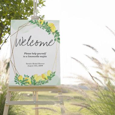 Citrus Lemons Greenery Gold Frame Welcome Foam Board