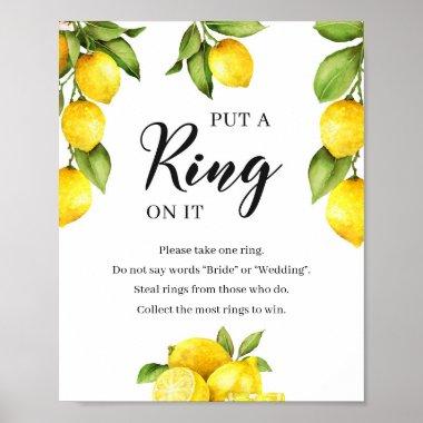 Citrus lemons put a ring on it bridal game sign