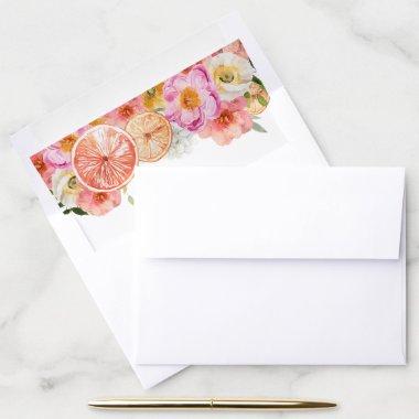 Citrus Orange and Bright Flowers Envelope Liner