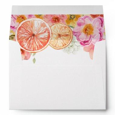 Citrus Orange and Bright Flowers Lined envelope