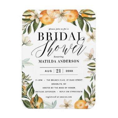 Citrus, orange + blossom bridal shower party magnet