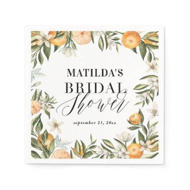 Citrus, orange + blossom bridal shower party napkins