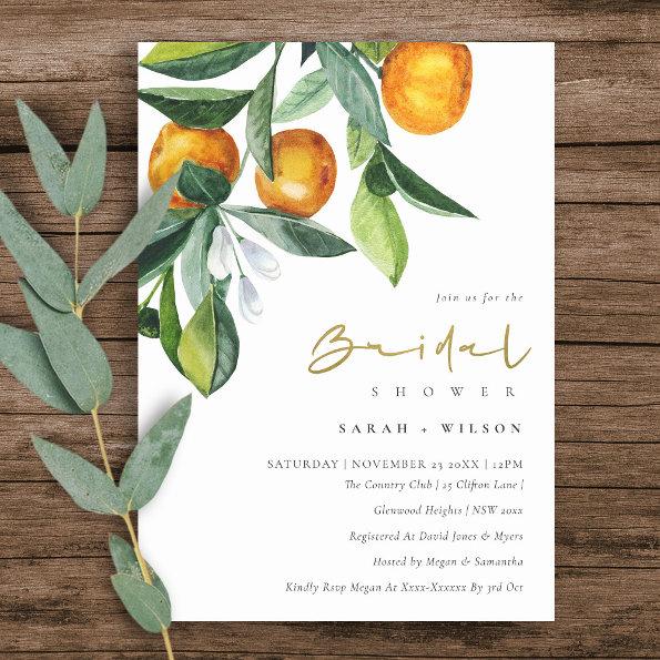 Citrus Orange Botanical Boho Bridal Shower Invite