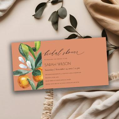 Citrus Orange Botanical Rust Bridal Shower Invite