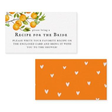 Citrus Orange Bridal Shower Recipe Request Enclosure Invitations