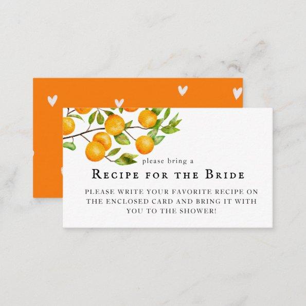 Citrus Orange Bridal Shower Recipe Request Enclosure Invitations