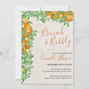 Citrus Orange Brunch & Bubbly Bridal Shower Invitations