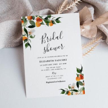 citrus orange foliage bridal shower Invitations