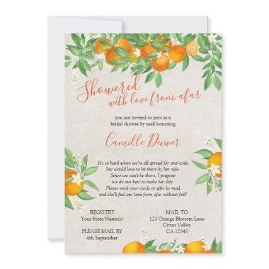 Citrus Orange Love from Afar Bridal Shower by Mail Invitations