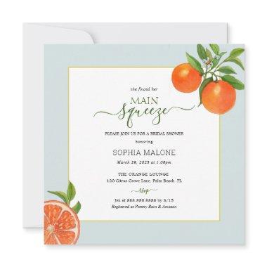 Citrus Orange Main squeeze Bridal Shower Invitations