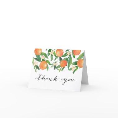 Citrus Oranges Black Calligraphy Bridal Shower Thank You Invitations