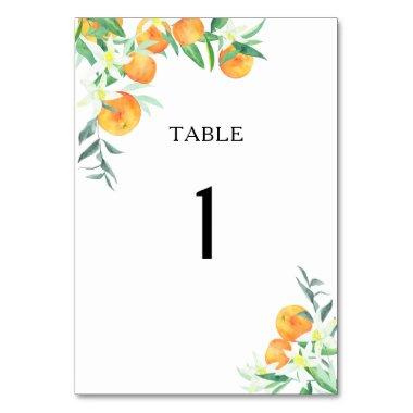 Citrus oranges - wedding table number