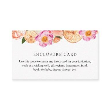 Citrus Pink Flowers Custom Enclosure Invitations