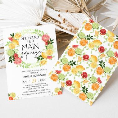 Citrus She Found Her Main Squeeze Bridal Shower Invitations