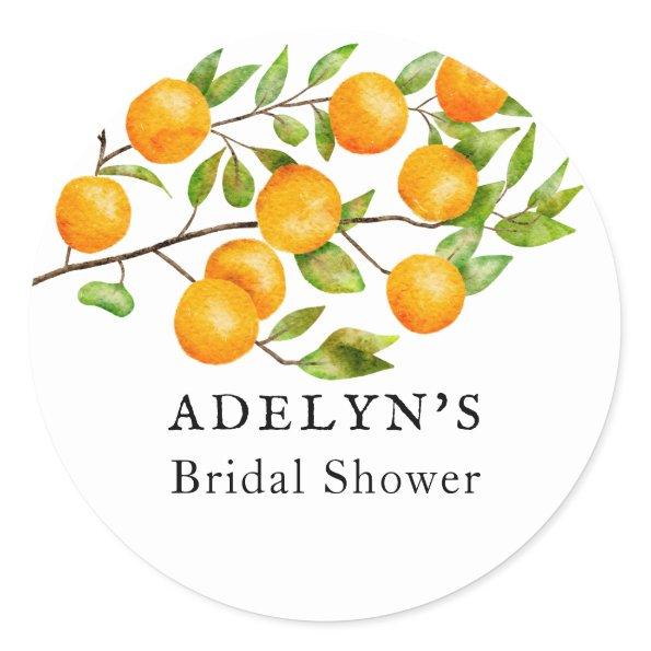 Citrus Summer Bridal Shower Favor Classic Round Sticker