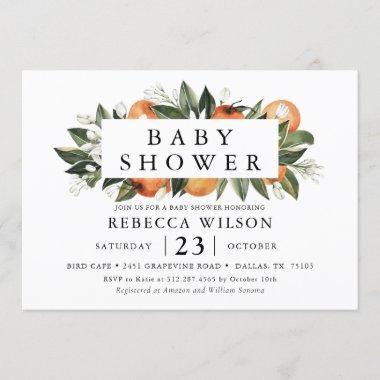 Citrus Theme Spring Baby Shower Invitations