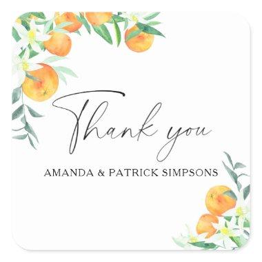 Citrus - Wedding Thank You Square Sticker