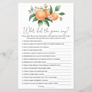 Citrus - What did the groom say bridal game