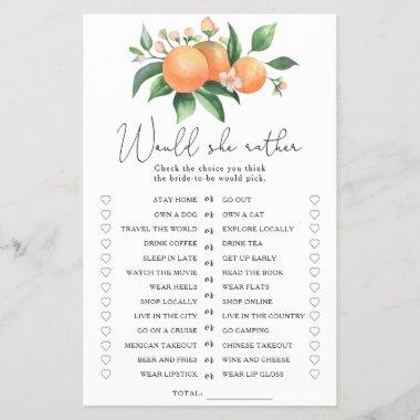 Citrus - Would she rather bridal shower game