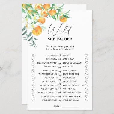 Citrus - Would she rather bridal shower game